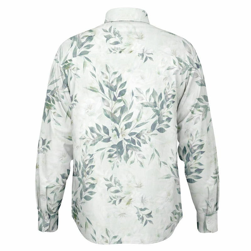 CHEMISE HOMME originale blanche à fleurs - MANCHES LONGUES
