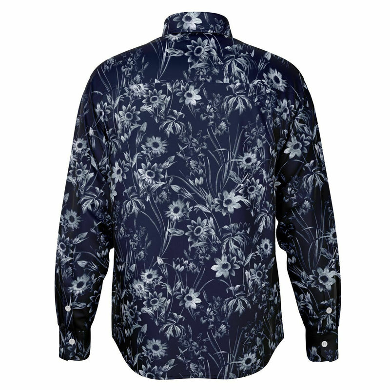 chemise homme bleu marine motifs floraux