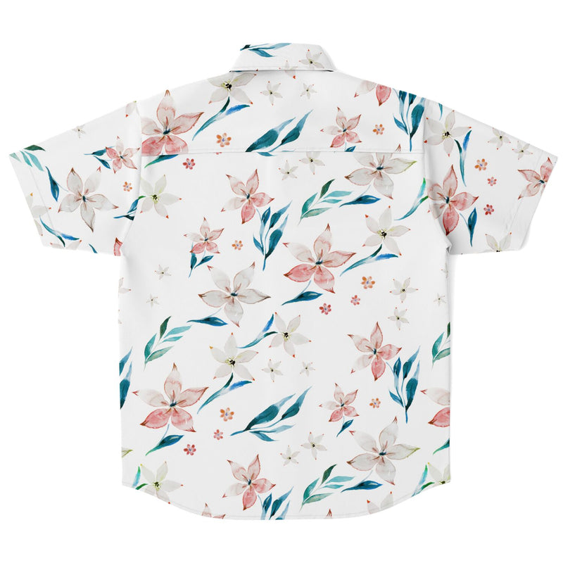 CHEMISE HOMME originale blanche style floral - MANCHES COURTES