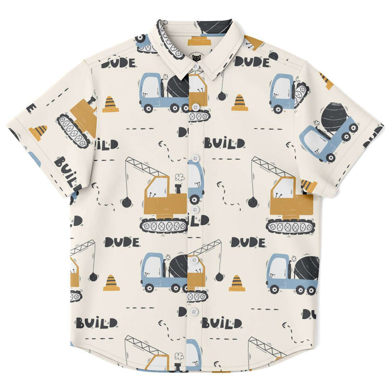 Chemise garçon à camion pelleteuse originale manches courtes