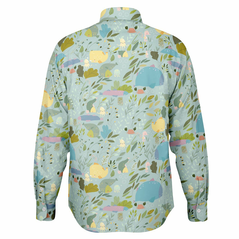 Chemise Homme vert clair à fleurs - Manches Longues