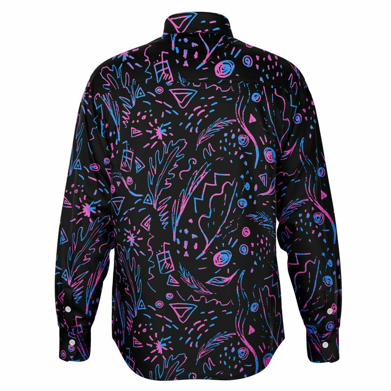 CHEMISE HOMME noire et mauve MANCHES LONGUES