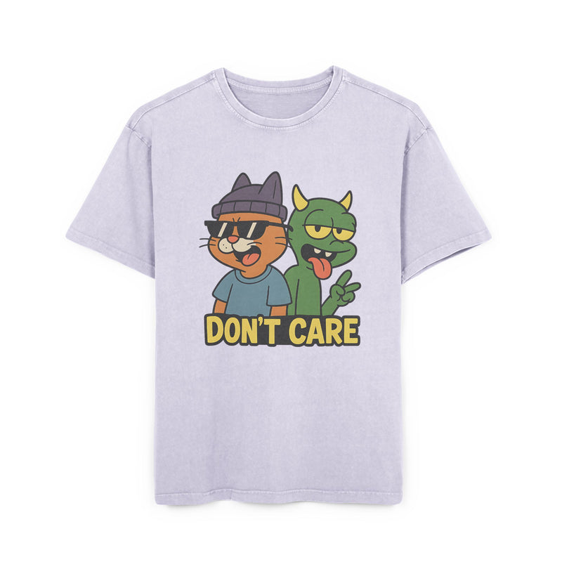 T-shirt Acid Washed Oversized - "Don't Care"