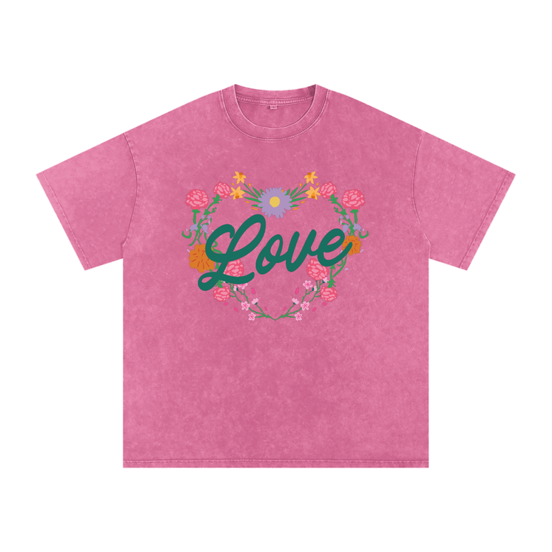 T-shirt Femme Oversize Rose “Love” – Vintage, Fleurs