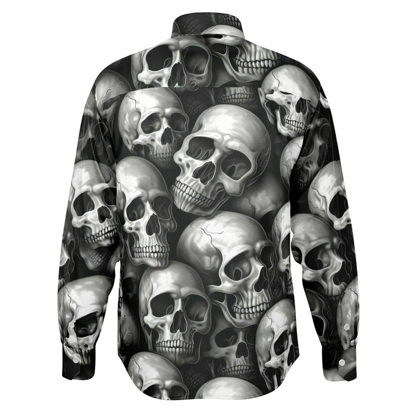 Chemise homme manches longues - Têtes de morts noir et blanc