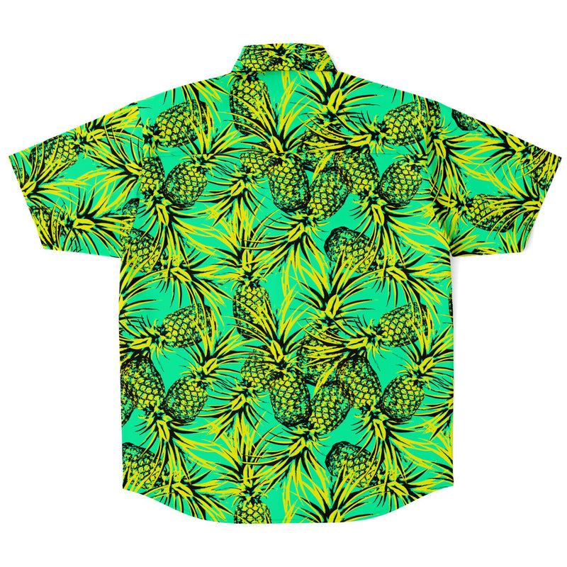 CHEMISE HOMME originale vert fluo ananas MANCHES COURTES