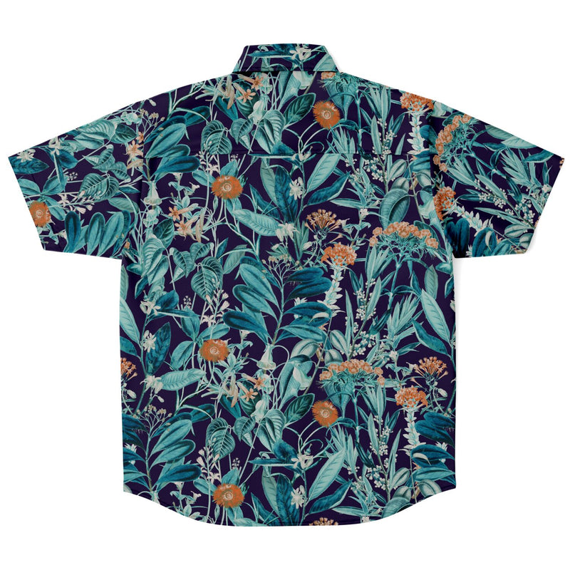 CHEMISE HOMME originale bleue style floral - MANCHES COURTES