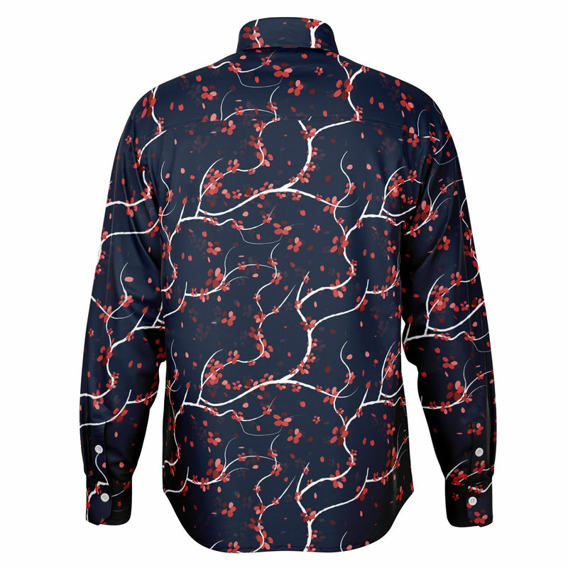 chemise casual homme motifs japonais bleu marine