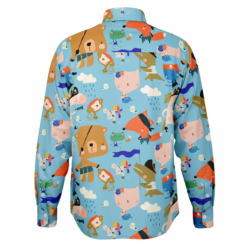 Chemise Homme bleue ambiance pirates animés - Manches Longues