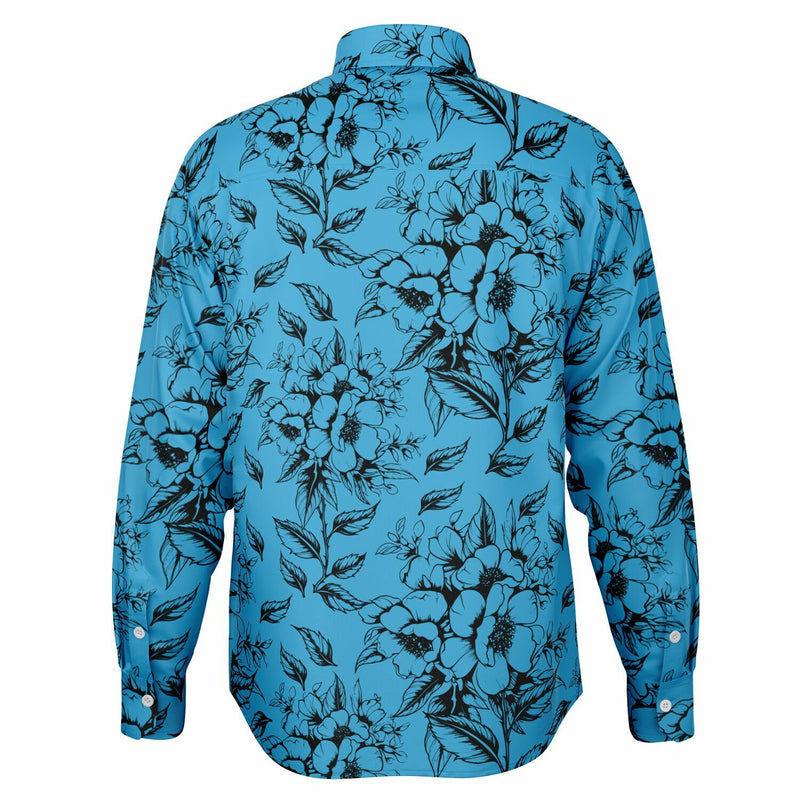 mode homme chemise bleue à fleurs