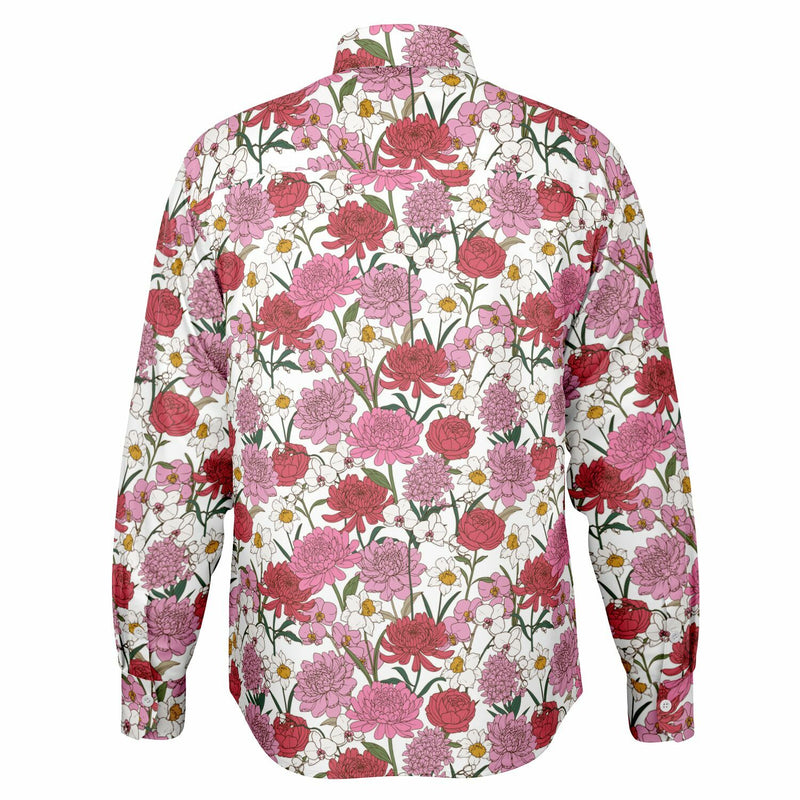 Chemise Homme blanche à fleurs- Manches Longues
