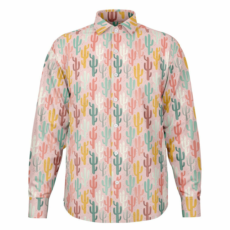 chemise rose pale pour homme motif cactus