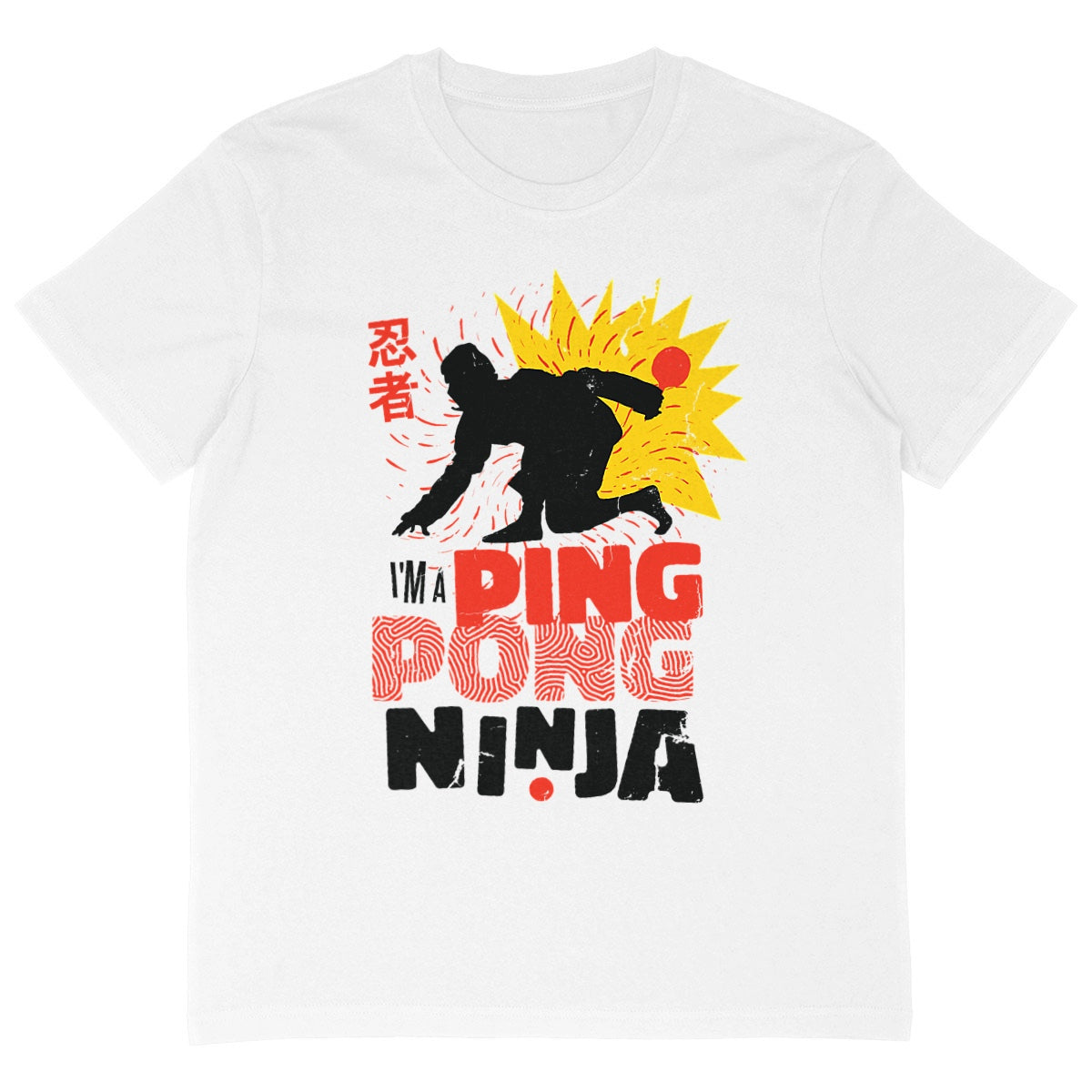 T-Shirt OVERSIZE - "I'M A PING PONG NINJA" - face_blanc