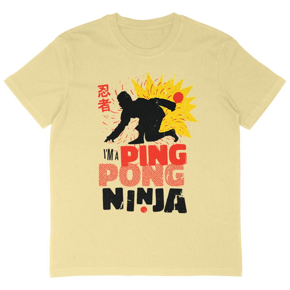 T-Shirt OVERSIZE - "I'M A PING PONG NINJA" - face_jaune