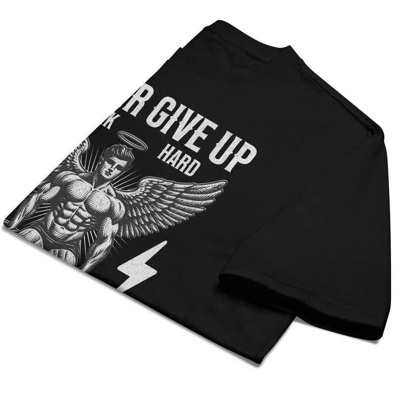 t-shirt noir musculation homme never give up motivation
