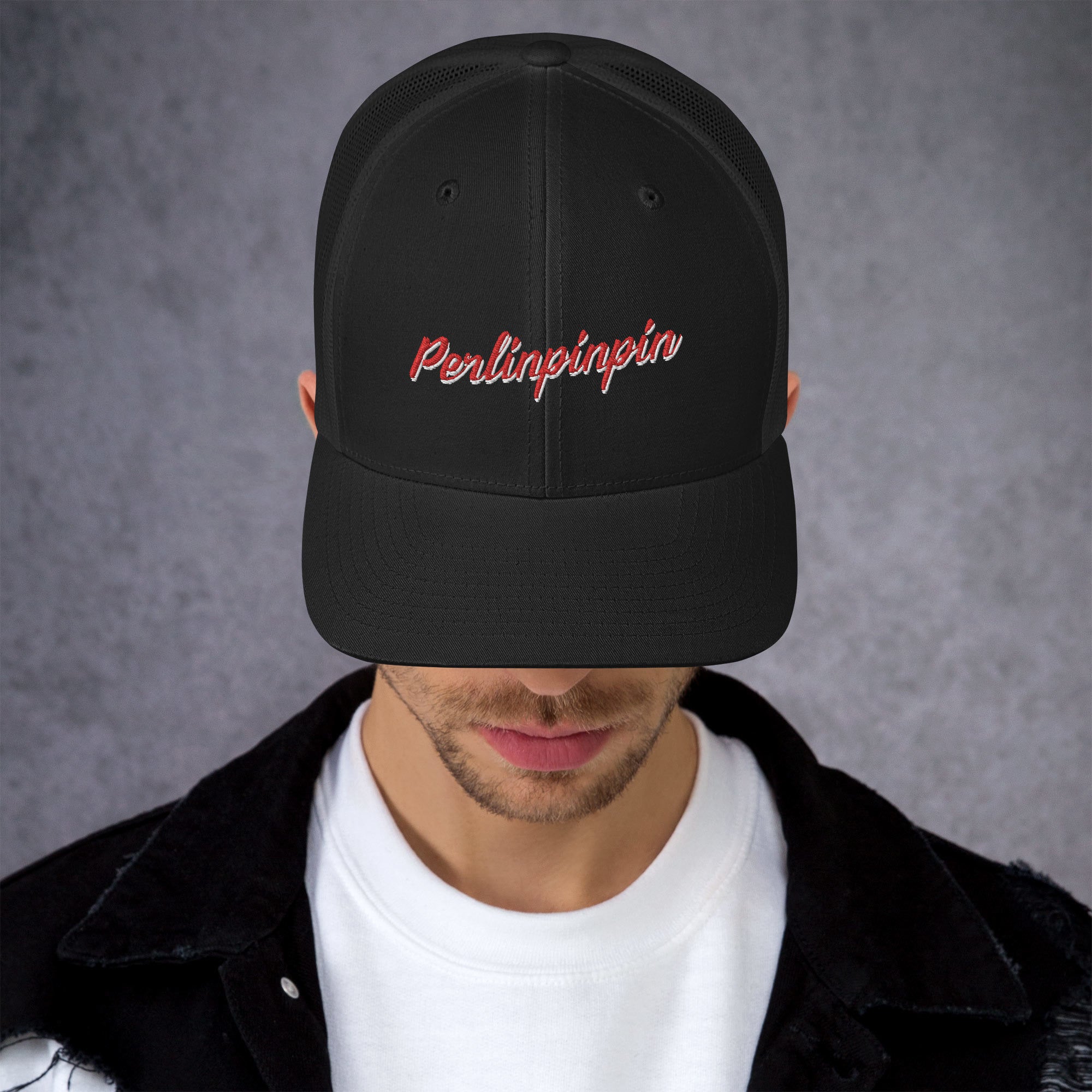 casquette noire brodee perlinpinpin
