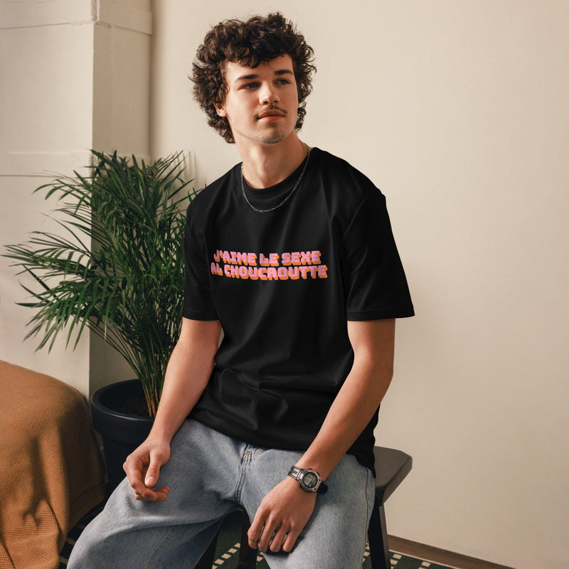 t-shirt noir homme j'aime le sexe al choucroutte