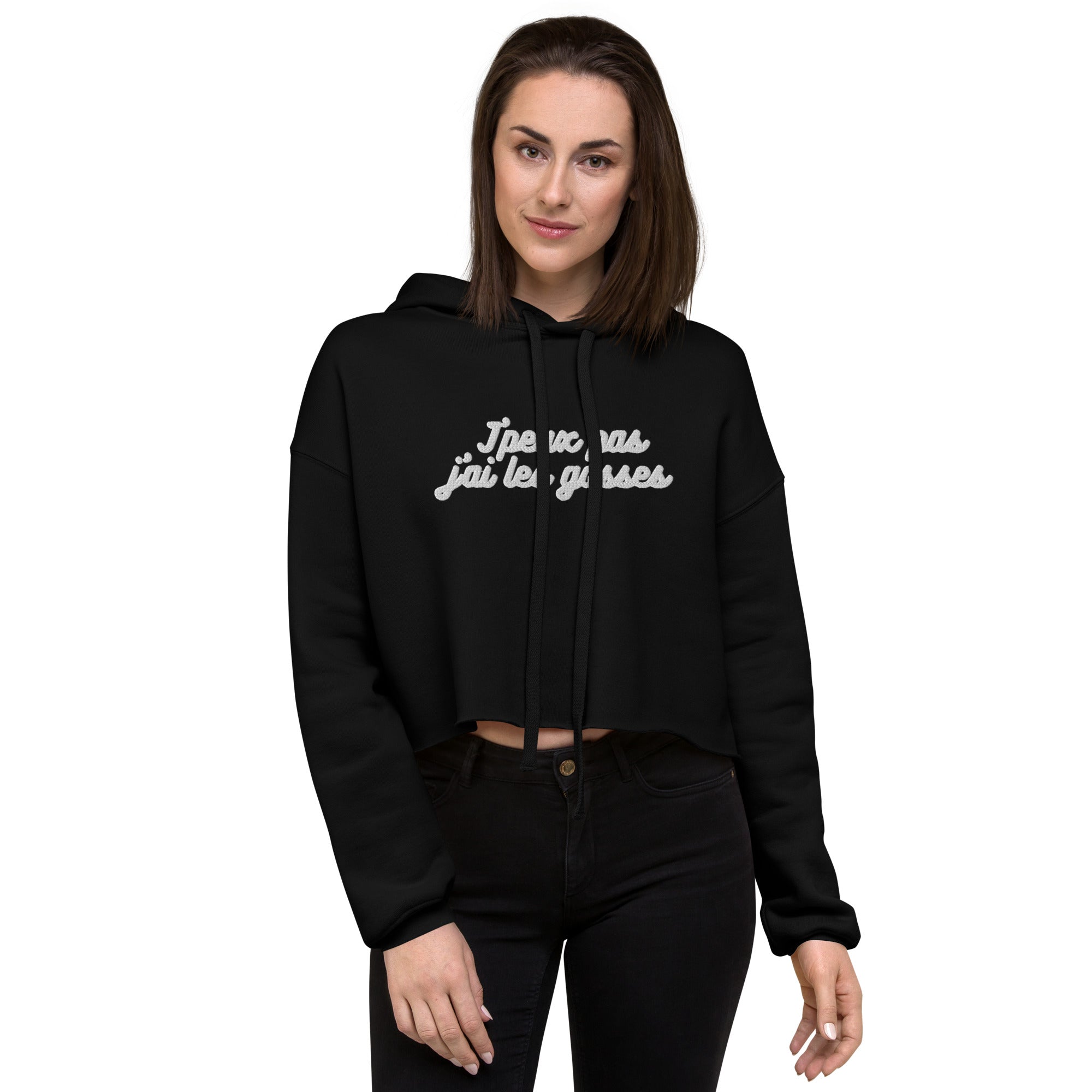 Sweat à Capuche Crop-Top - "J'peux pas j"ai les gosses"