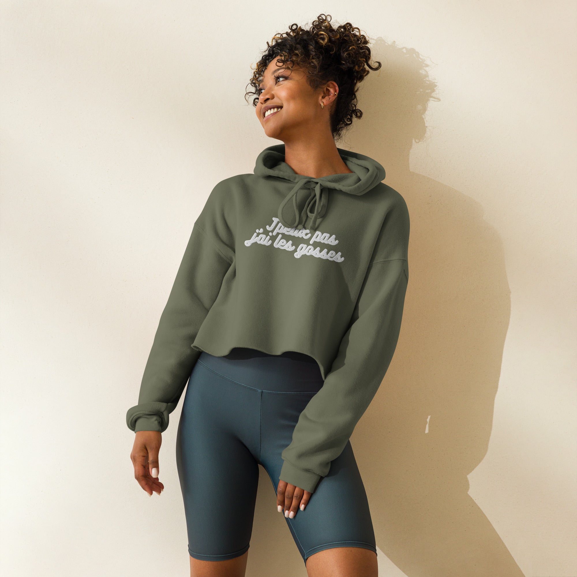 Sweat à Capuche Crop-Top - "J'peux pas j"ai les gosses"