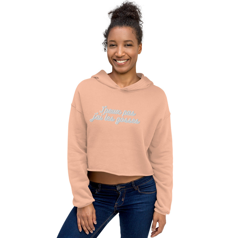 Sweat à Capuche Crop-Top - "J'peux pas j"ai les gosses"