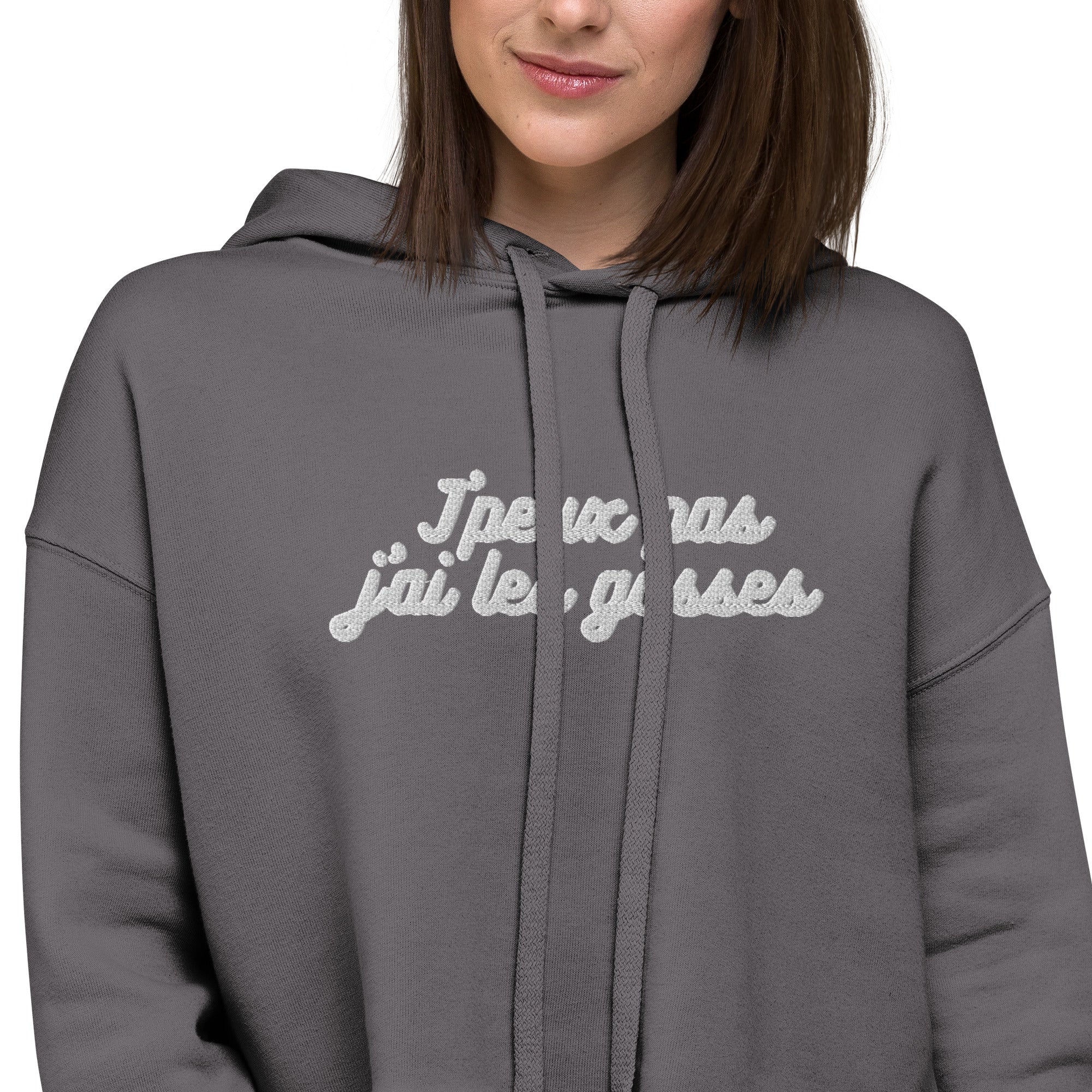 Sweat à Capuche Crop-Top - "J'peux pas j"ai les gosses"