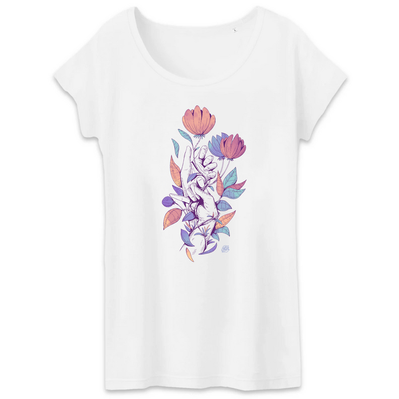 teeshirt femme fleurs dessin art