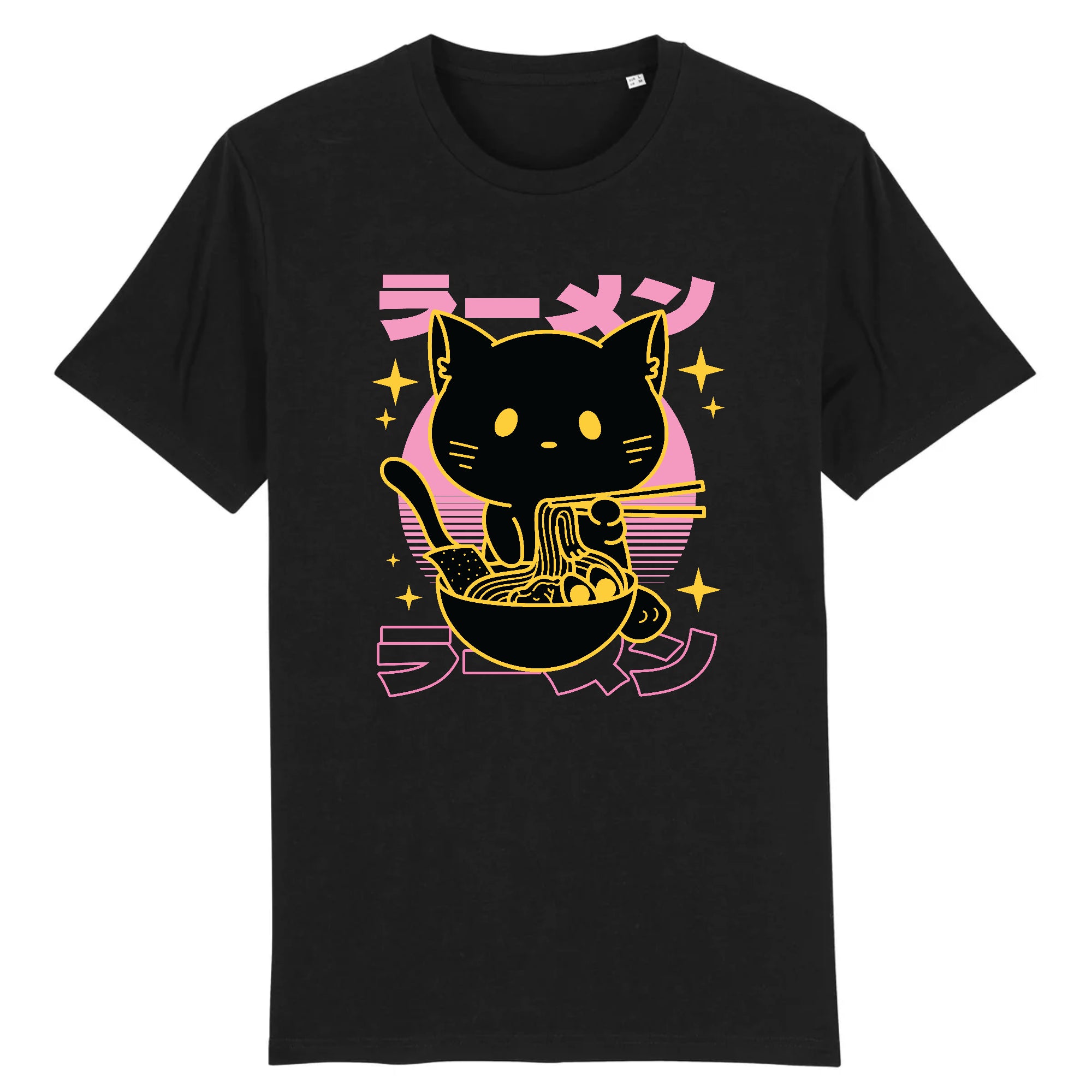 teeshirt noir anime cat manga chat