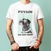 teeshirt humour chill putain on est bien avec un chien a lunettes