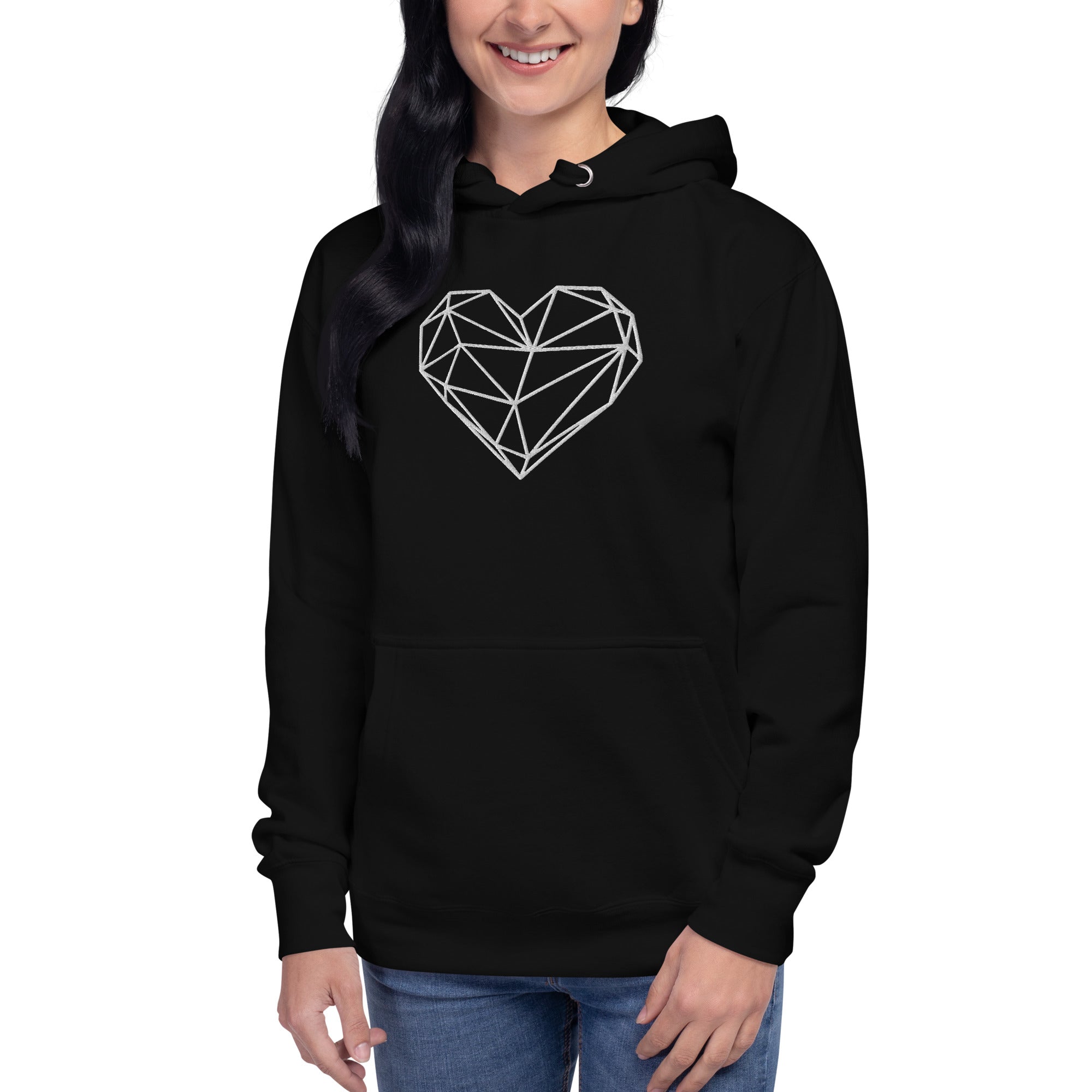 Pull à capuche femme brodé - Coeur origami