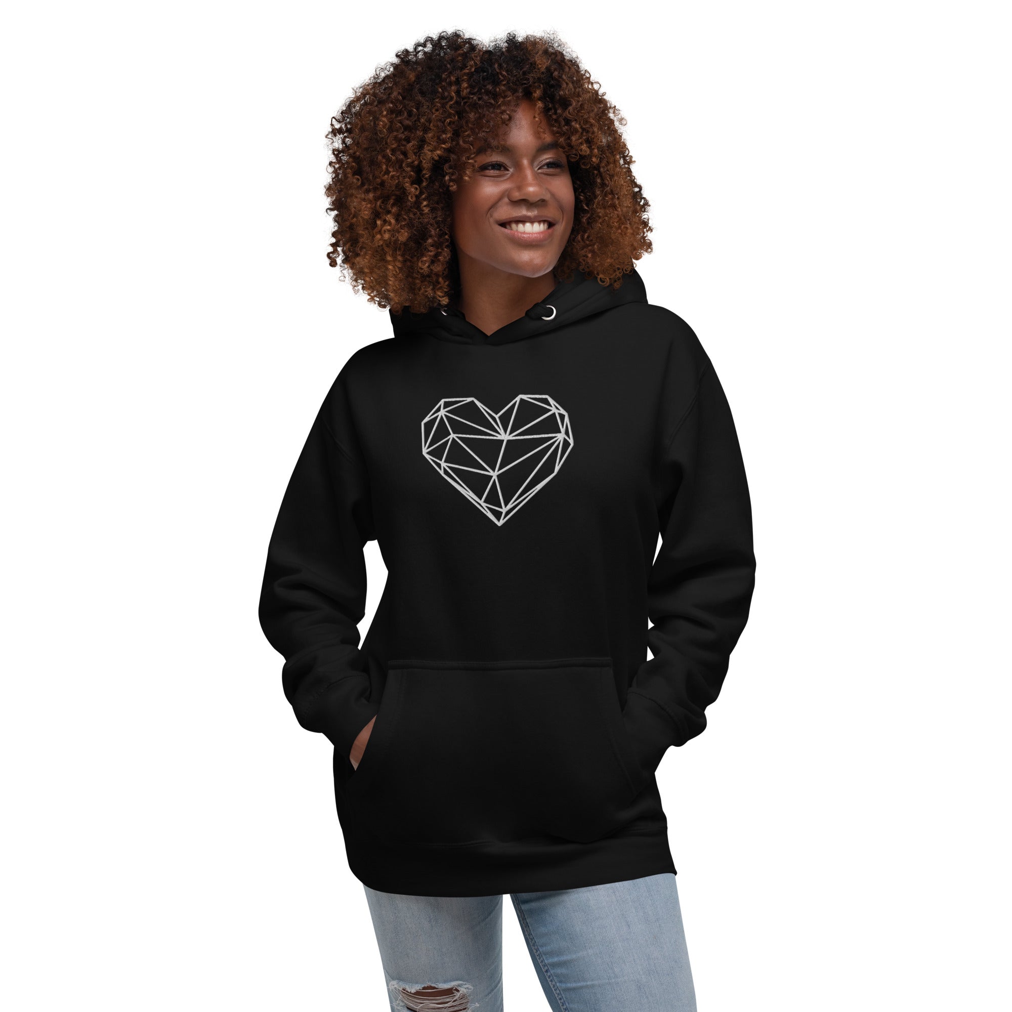 Pull à capuche femme brodé - Coeur origami
