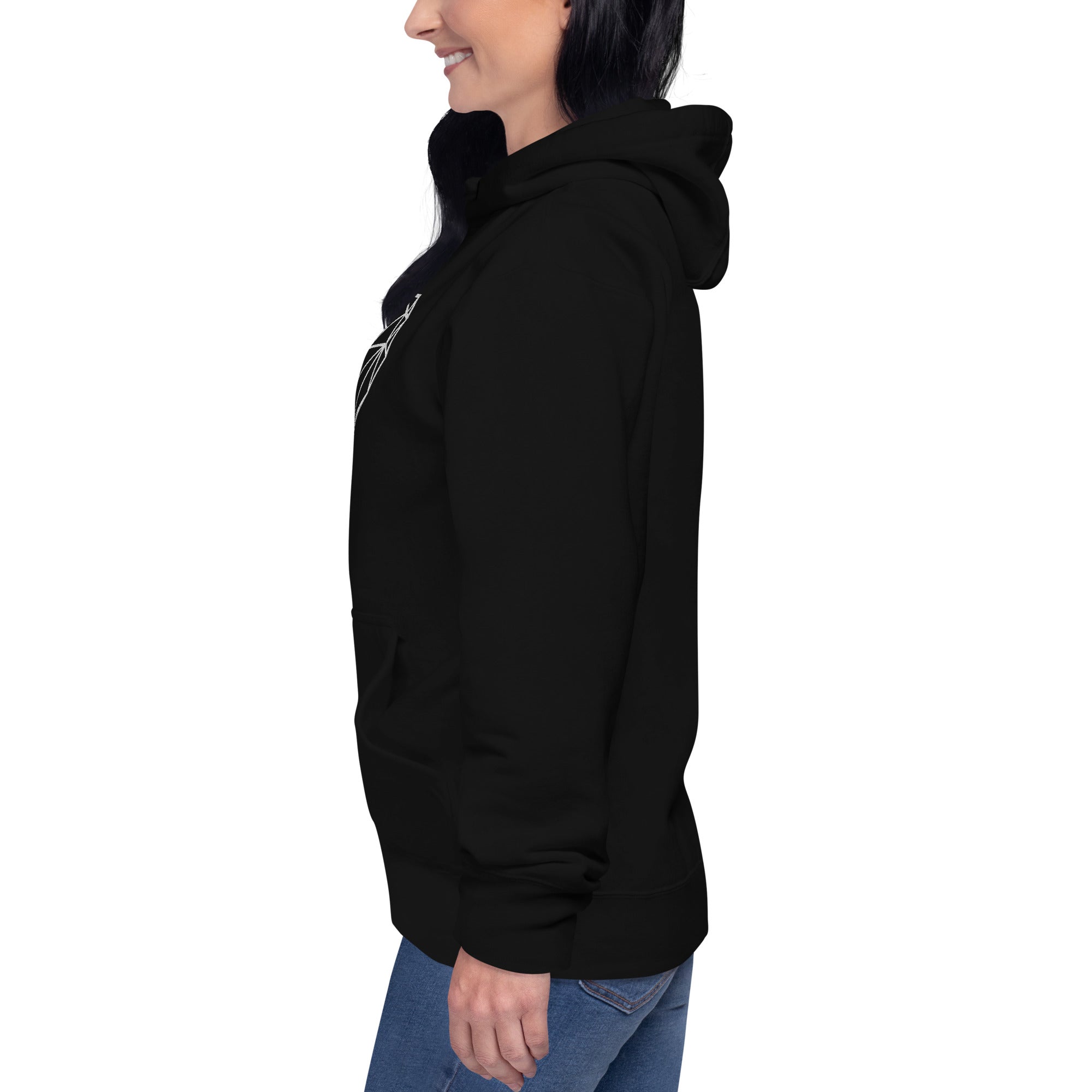 Pull à capuche femme brodé - Coeur origami