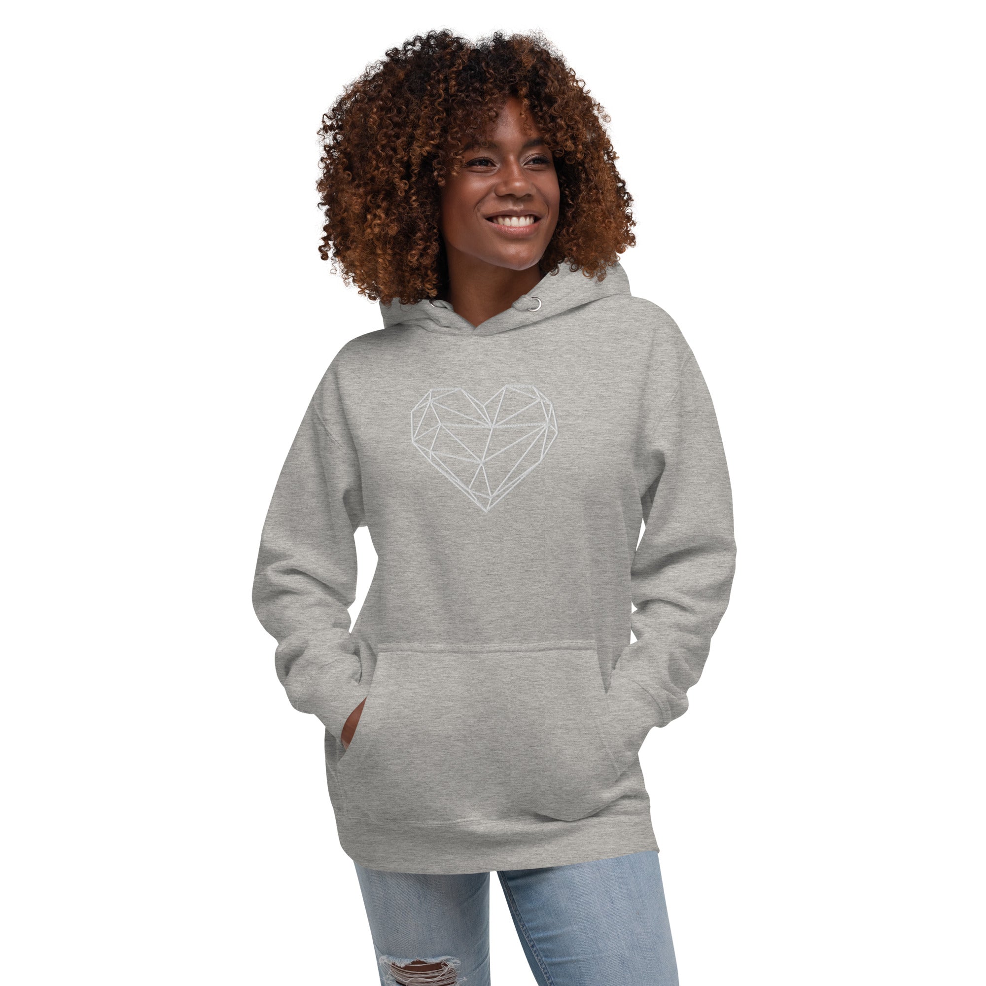 Pull à capuche femme brodé - Coeur origami