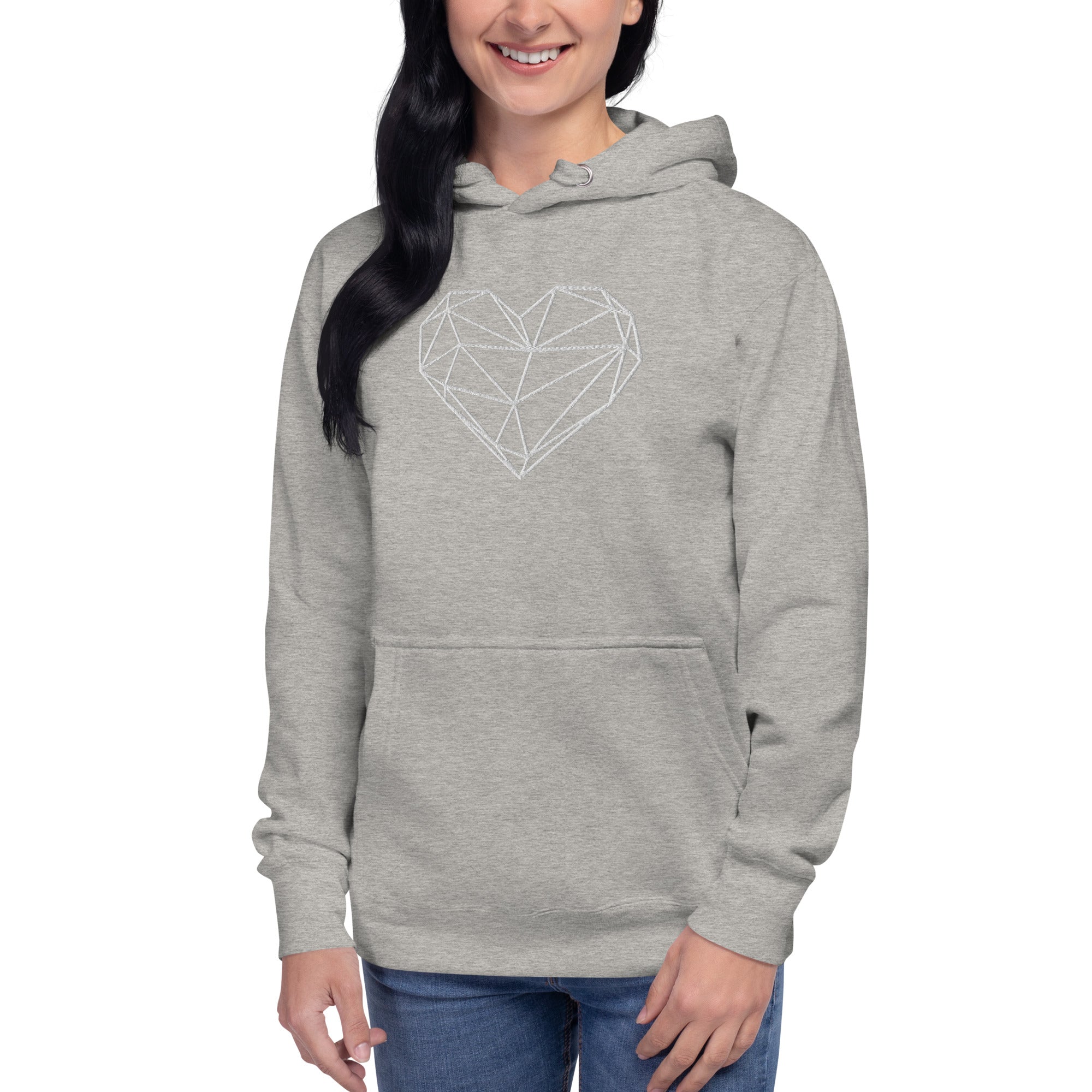 Pull à capuche femme brodé - Coeur origami