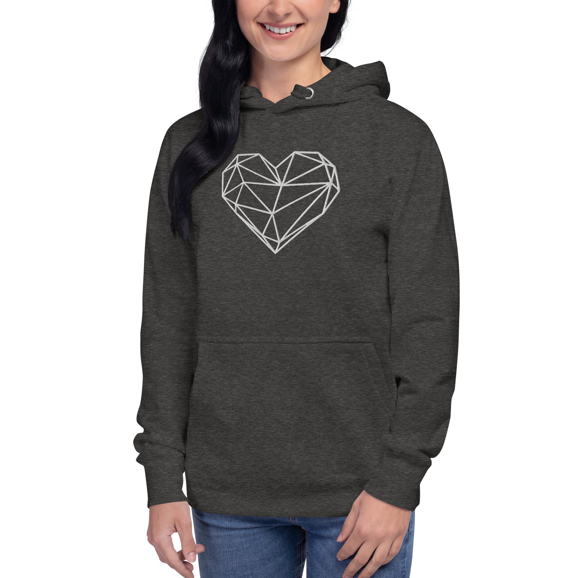 Pull à capuche femme brodé - Coeur origami