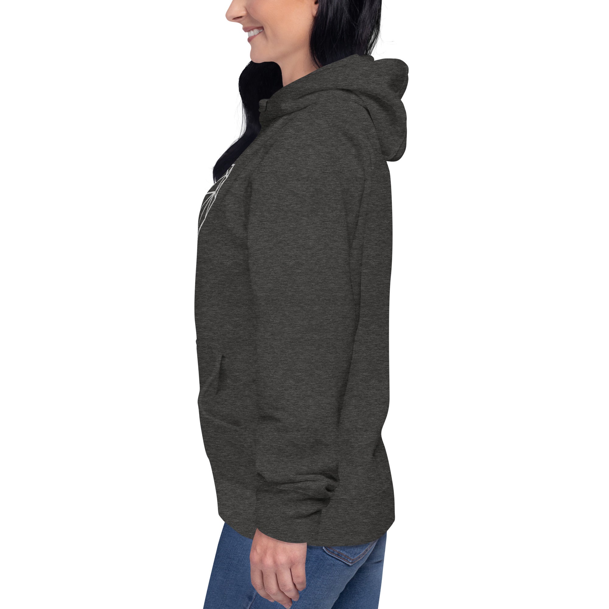 Pull à capuche femme brodé - Coeur origami