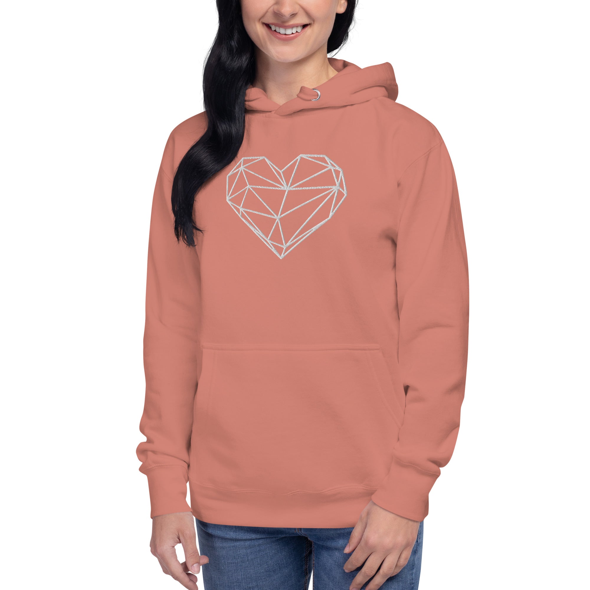 Pull à capuche femme brodé - Coeur origami