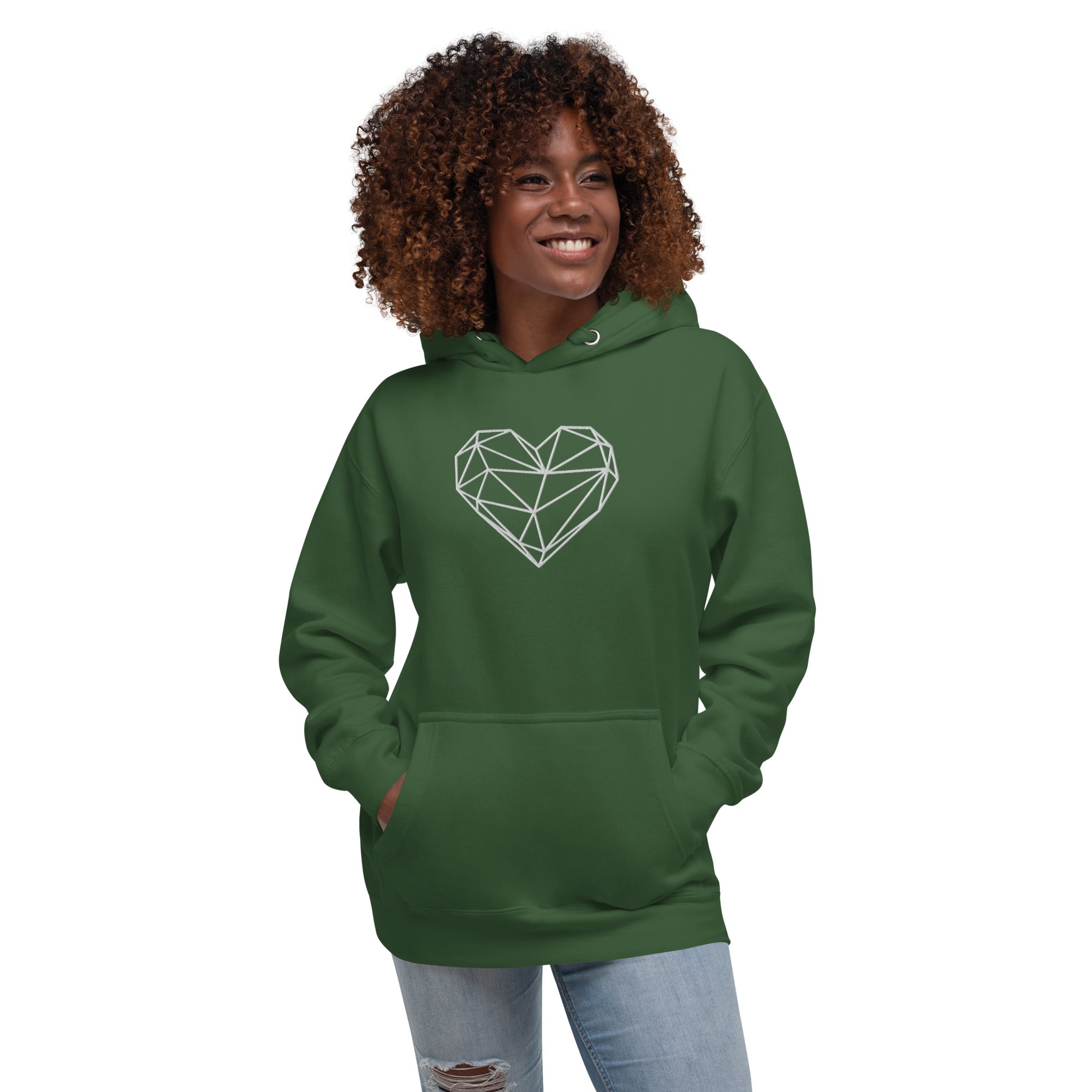 Pull à capuche femme brodé - Coeur origami