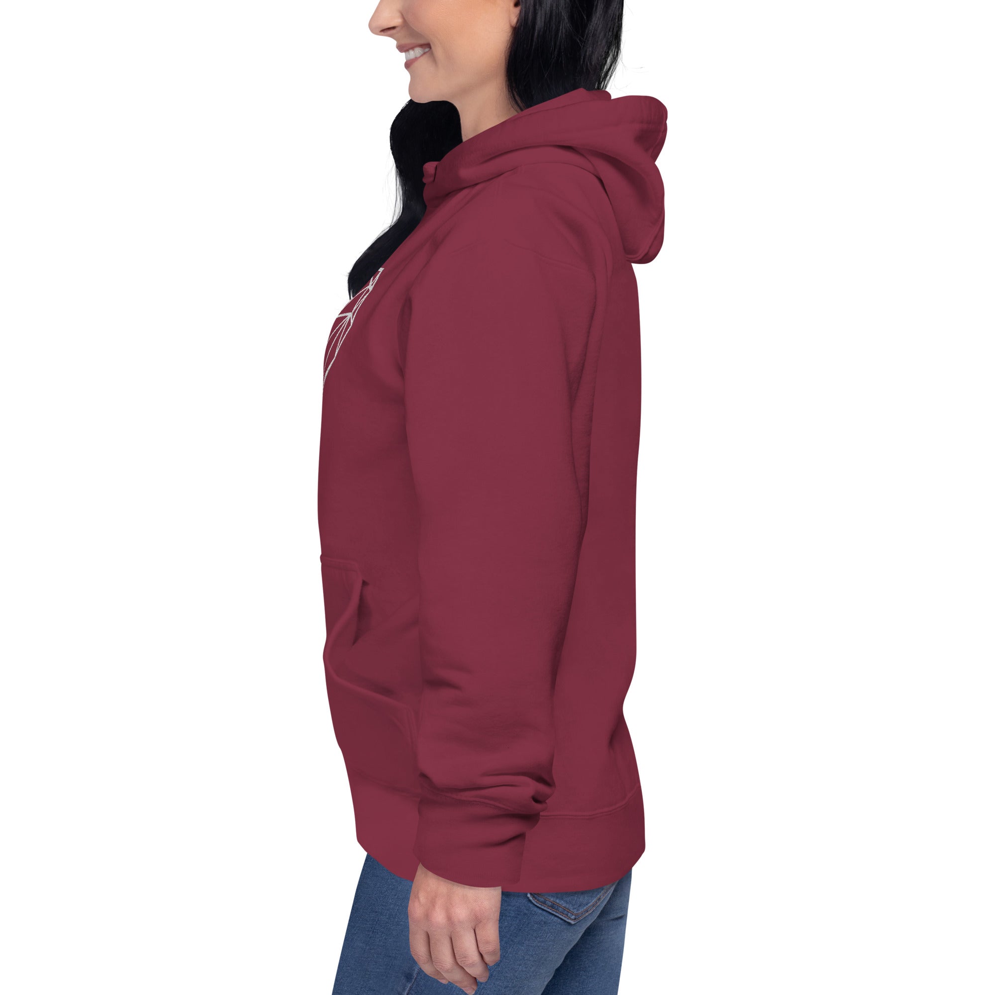 Pull à capuche femme brodé - Coeur origami