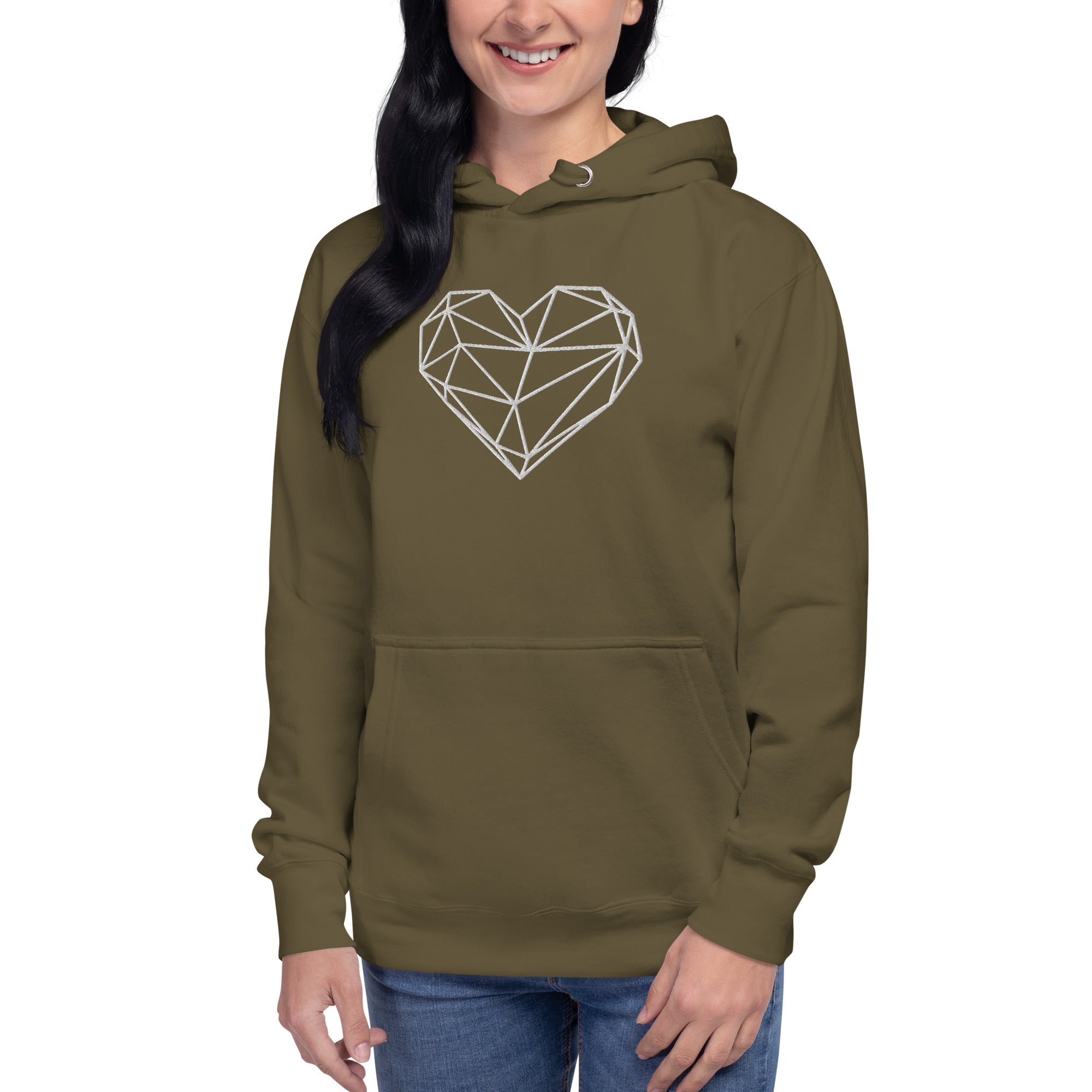 Pull à capuche femme brodé - Coeur origami