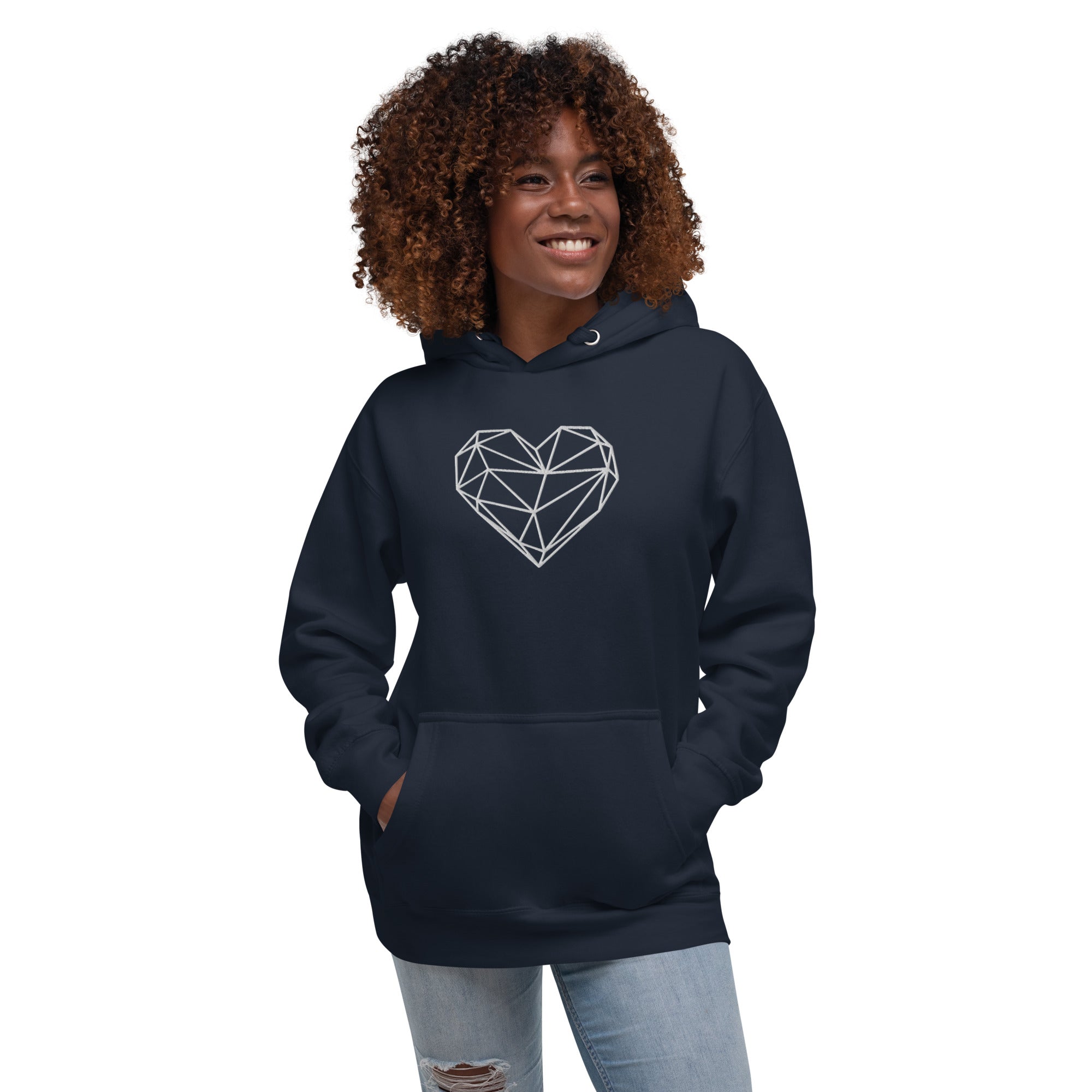 Pull à capuche femme brodé - Coeur origami