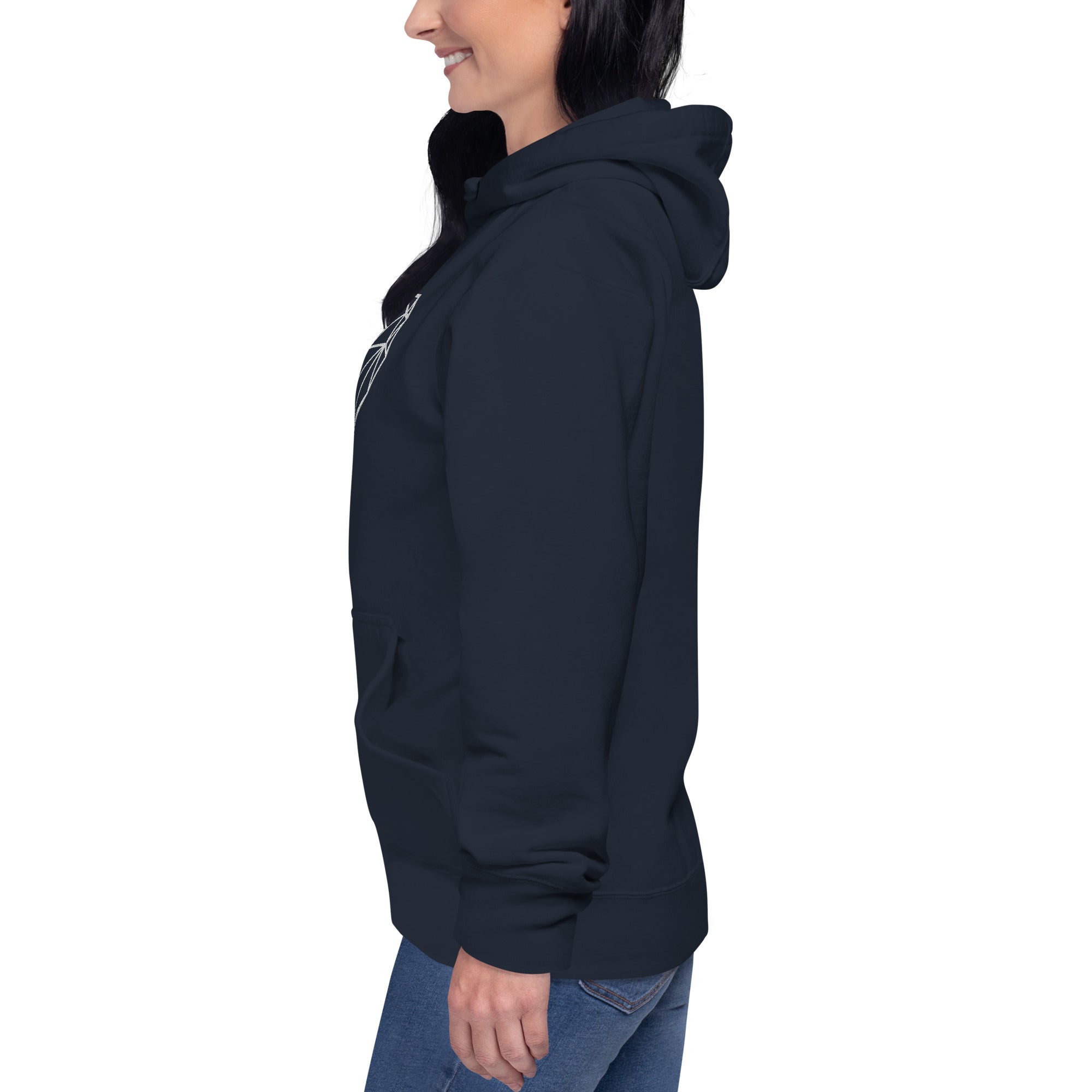 Pull à capuche femme brodé - Coeur origami