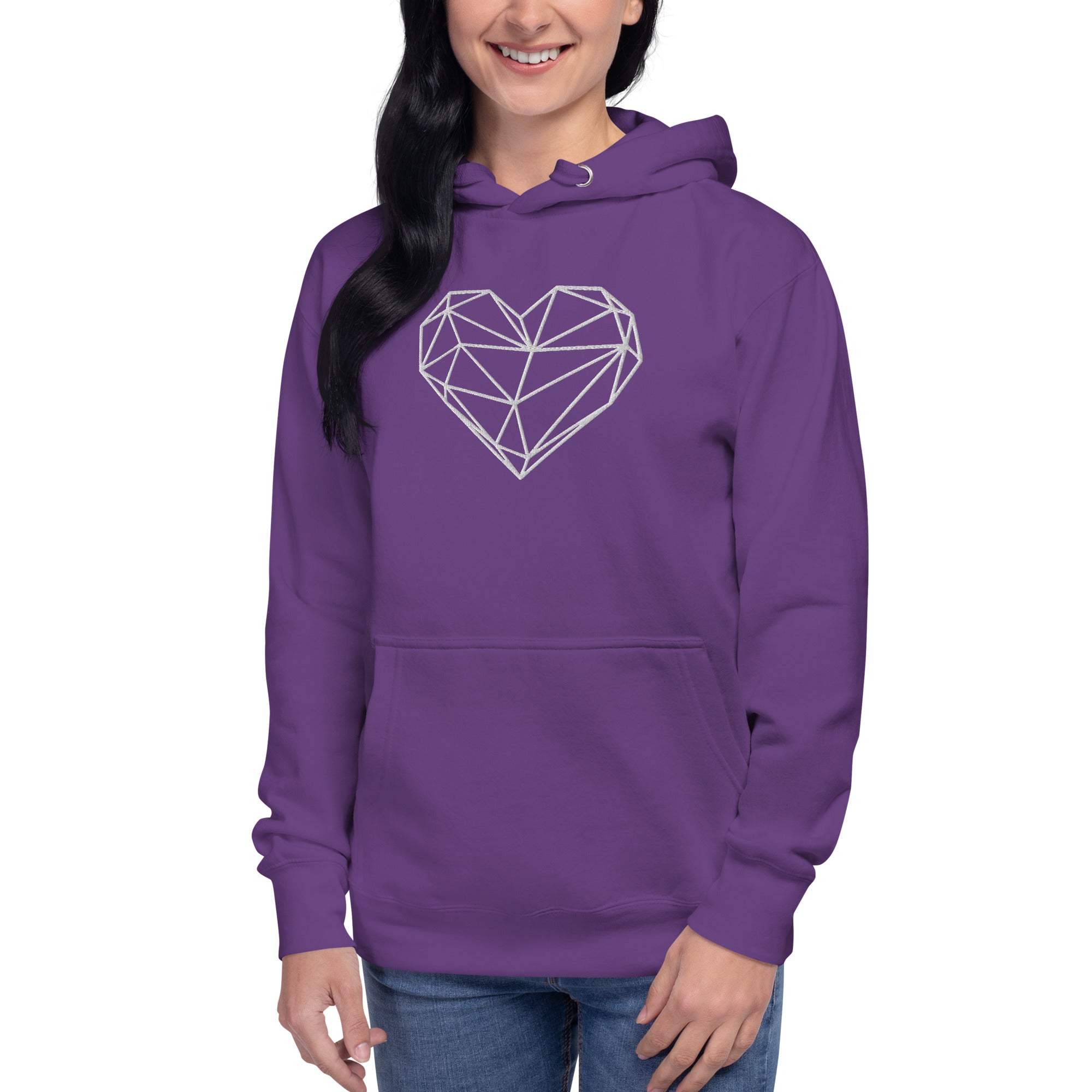 Pull à capuche femme brodé - Coeur origami