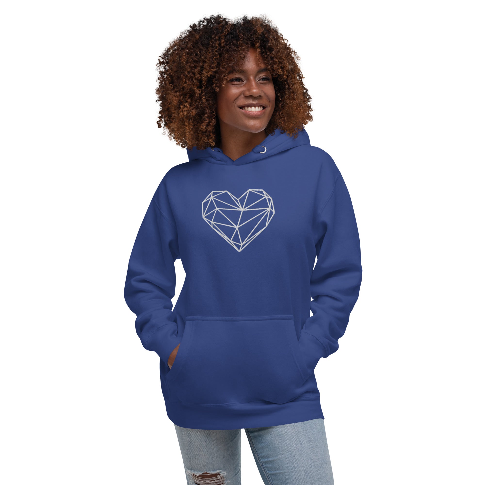 Pull à capuche femme brodé - Coeur origami