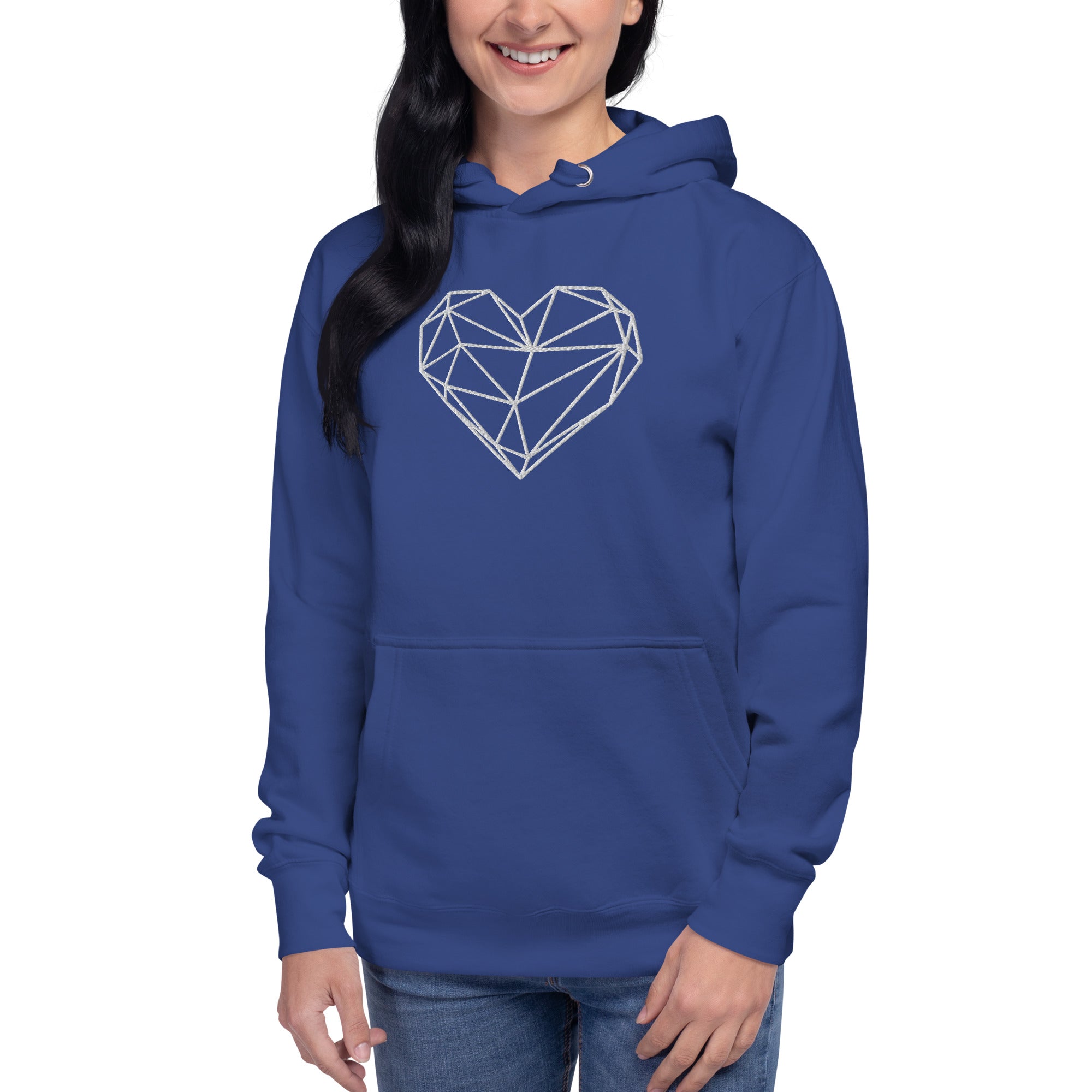 Pull à capuche femme brodé - Coeur origami