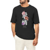 tshirt oversize large noir lettre chinoise fleurs love
