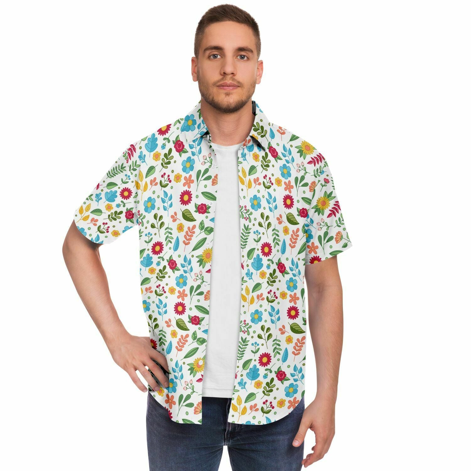 chemise à fleurs colorée pour homme