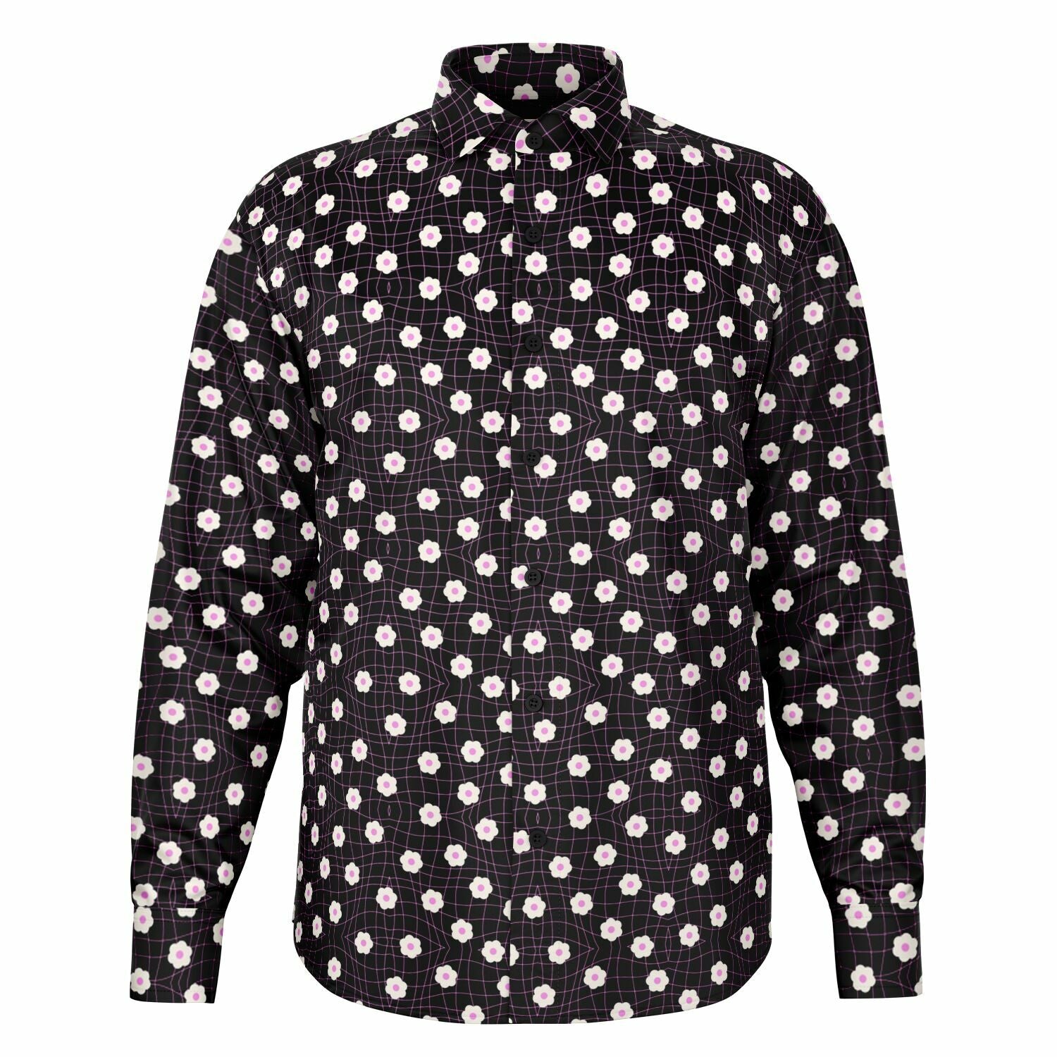 Chemise Homme noire à fleurs - Manches Longues