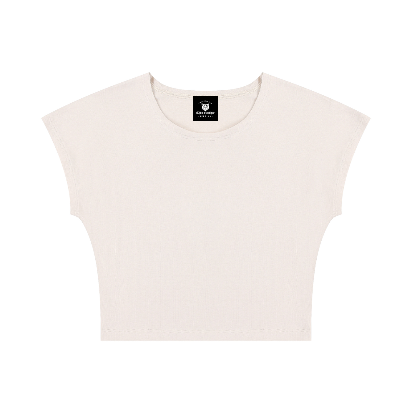 Packshot face du crop top t-shirt original femme abricot