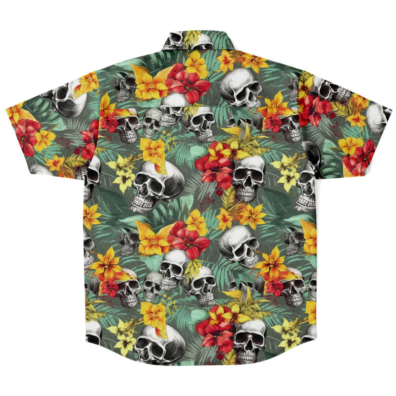 Chemise Homme Manches Courtes - Têtes De Morts - Fleurs