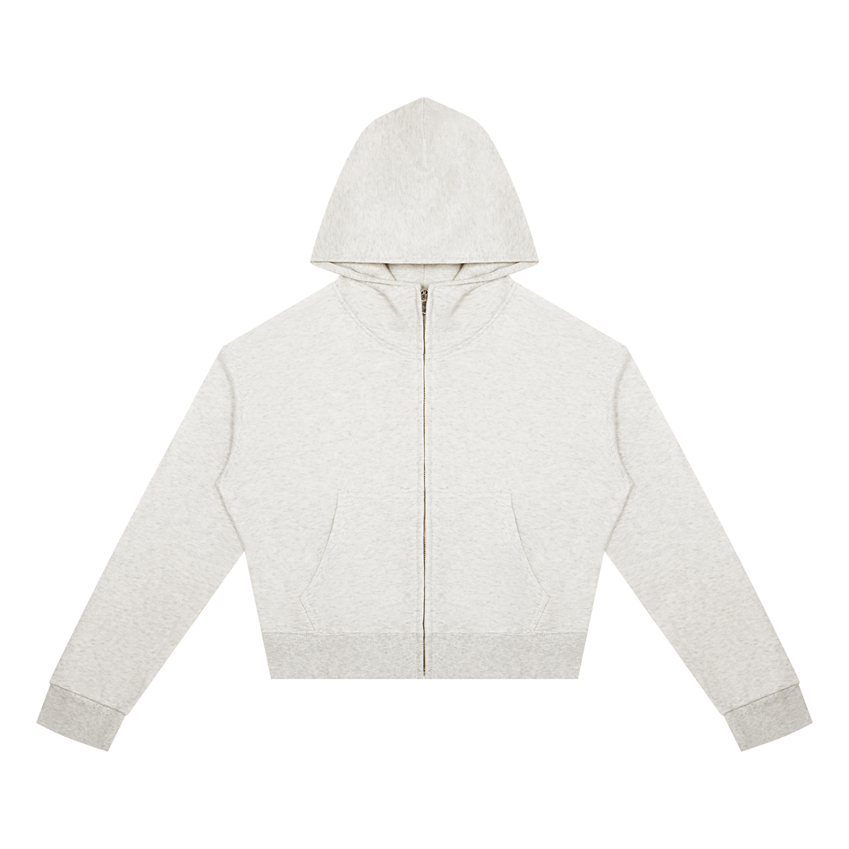 Sweat zippé crop top femme original gris clair, vue de face